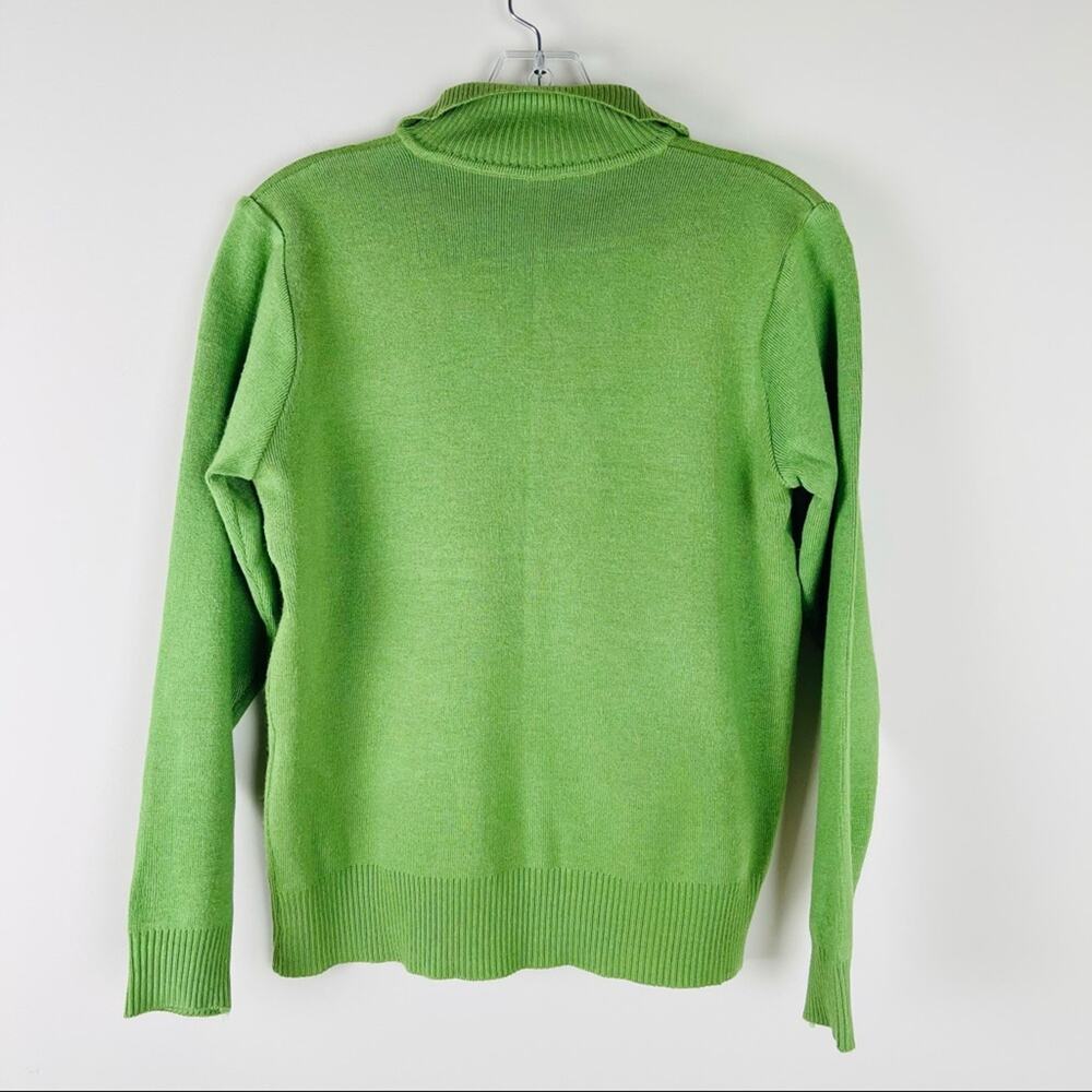 Vintage green floral embroider retro 60s 70s mod rockabilly sweater small medium - Picture 5 of 5